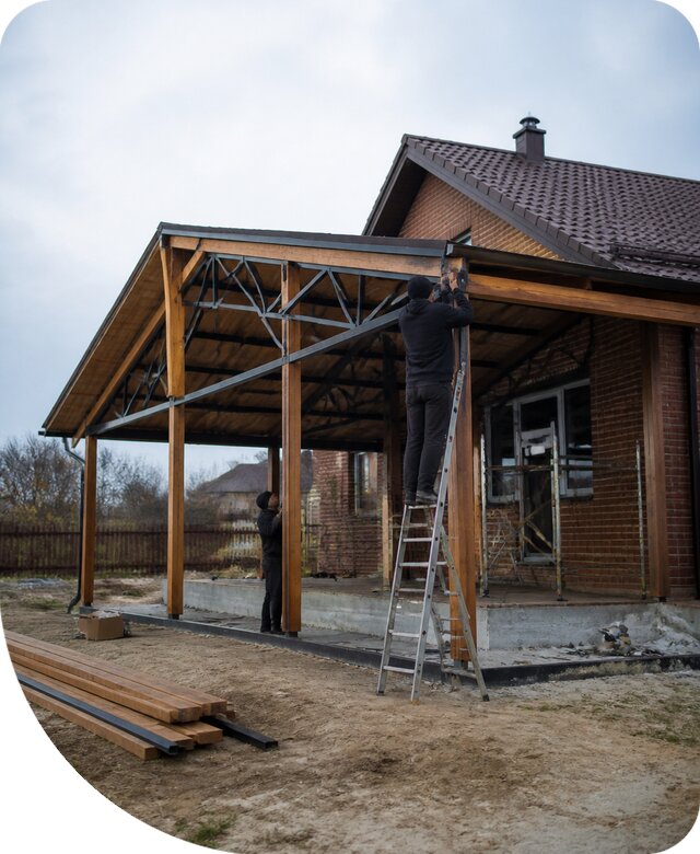 Пристройка навеса к дому и участку в Чистополе под ключ